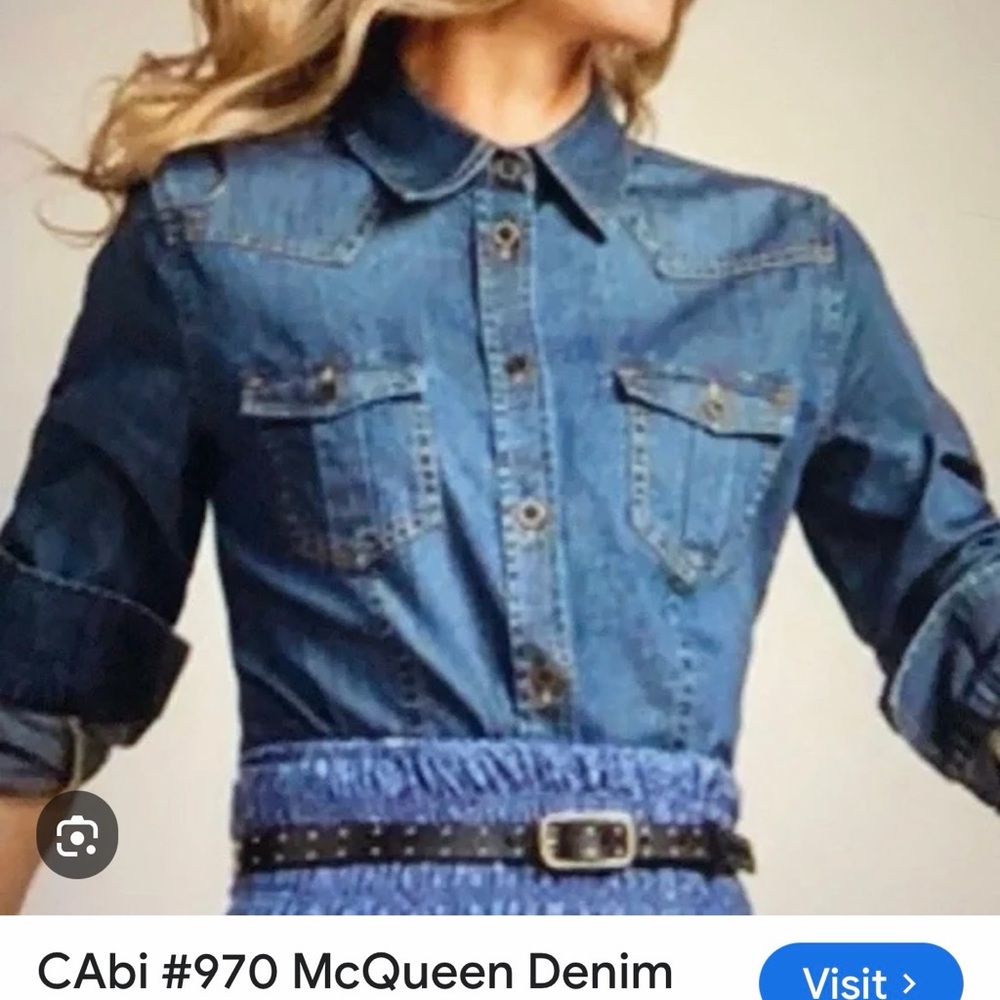 CAbi McQueen Denim Button-Down Shirt in Blue